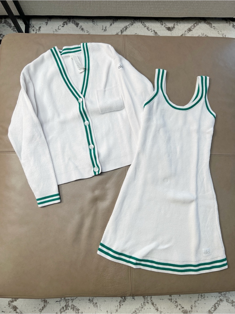 ALO Yoga Tennis Club Sweater Knit Dress (S) & Cardigan (XXS) Set
